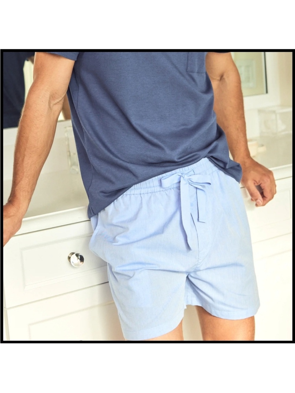 LAKE Pajamas Chambray Blue Cotton Poplin Sleep Shorts